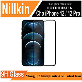 Miếng dán kính cường lực full 3D cho iPhone 12 6.1 inch / iPhone 12 Pro hiệu Nillkin Amazing PC Ultra Clear mỏng 0.33mm, bảo vệ full viền, hiển thị full HD, bảo vệ màn loa, kính AGC Nhật Bản - hàng nhập khẩu - Đen 