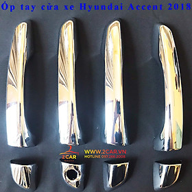 Ốp tay nắm, hõm cửa xe Hyundai Accent 2018- 2020- 2021- 2022 mạ crom sáng bóng