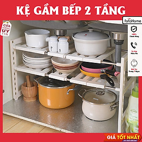Kệ Để Gầm Bếp - Giá Để Xoong Nồi Và Đồ Dùng Phòng Bếp - Giầy Dép Đa Năng 2 Tầng Tháo Lắp Dễ Dàng 