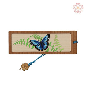 Bookmark giấy xoắn nghệ thuật - bươm bướm xanh - size 13.5 x 5.3 cm