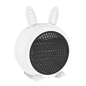 Mini Rabbit Design Small Portable 800W Electric Space Heater Tip-Over Switch and Overheat Protection Sensor Low High Grade Usded in Room Office Working Desk Kitchen Den White