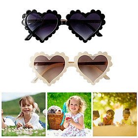 2x Children Boy Girl Plastic Sunglasses Heart Shaped Glasses UV400 Black Beige
