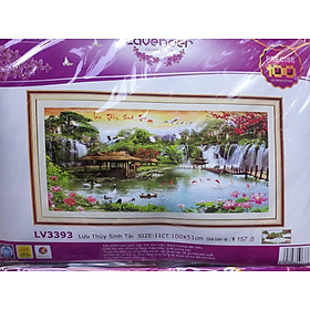 Mua Tranh thêu chữ thập phong cảnh lưu thủy sinh tài LV3393 - 100 x 51 cm - chưa thêu