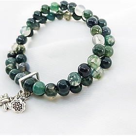 Vòng Tay Cuốn Mệnh Mộc, Hỏa Đá Băng Ngọc Thủy Tảo Mix Charm Chuồn Chuồn