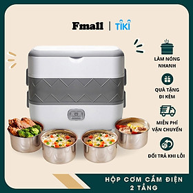 Hộp Cơm Cắm Điện Fmall - MSD1 Đa Năng, Hộp Đựng Thực Phẩm, Hâm Nóng, Nấu Chín Thức Ăn, 2 Tầng Nhỏ Gọn, 4 Bát Inox 304 Không Gỉ, Tặng Kèm Bộ Đũa Và Thìa, Dễ Dàng Vệ Sinh – Hàng Chính Hãng