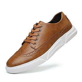 Men's large size board shoes fashion trend breathable leather shoes casual shoes all-match single shoes Korean men's shoes