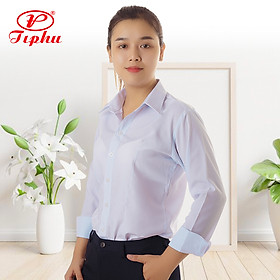 Áo sơ mi trắng tay lỡ, đồng phục nữ sinh, thời trang công sở, form chuẩn basic, size đến 80kg, vải KT Silk mượt mà - Tay dài - M (46-50kg)