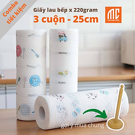 25cm 3c | Cuộn giấy lau nhà bếp đa năng vải không dệt có thể tái sử dụng nhiều lần