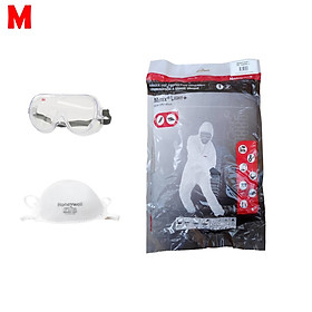 Mua Combo: Bộ quần áo Honeywell Mutex Light (Level 3) kèm Kính bảo hộ 1621 3M và Khẩu trang Honeywell H801 N95