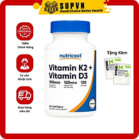 Nutricost Vitamin D3 K2 5000iu 120 viên - Tăng Sức Đề Kháng, Bổ Xương Khớp