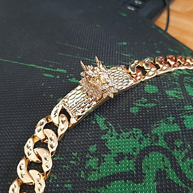 Vòng tay nam rồng titanium cao cấp đính đá zircon sang trọng  mạ vàng 24K siêu bền siêu đẹp