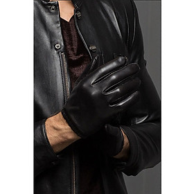 Bao tay da lót lông BHY8805 Găng tay nam da cừu bó chun, ộm tay, thật tay, giữ ấm tốt