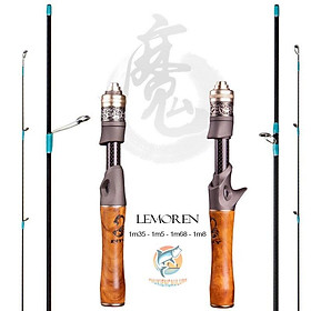 Cần câu lure UL carbon Lemoren cao cấp Phukiencaulure25 Cần ultralight Carbon cán gỗ cao cấp, siêu gọn, đẹp