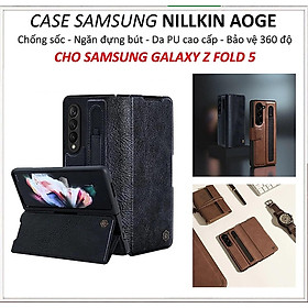 Bao da cho Samsung Galaxy Z Fold 5 có ngăn đựng S-Pen hiệu Nillkin (bảo vệ máy cực tốt, chất liệu da thật cao cấp, thiết kế thời trang cá tính) - Hàng chính hãng