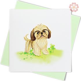 Thiệp Giấy Xoắn Nghệ Thuật - Cún Nhỏ May Mắn - Lucky Little Pup - Animals - 15 x 15 - VN2XM115C24NN
