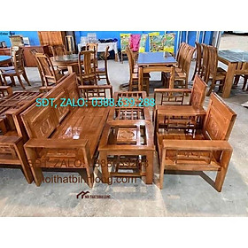 Bộ bàn ghế phòng khách gỗ sồi cánh gián