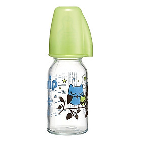 Bình Sữa Thủy Tinh Cổ Thường Nip NIP35069 Cho Bé Trai 125ml - Núm Ty Silicon Size S Dòng Chảy Chậm