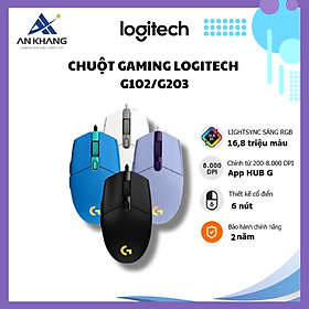 Mua Chuột Gaming Logitech G102/G203 có dây lightsync - Hàng Chính Hãng - Bảo hành chính hãng 24 tháng