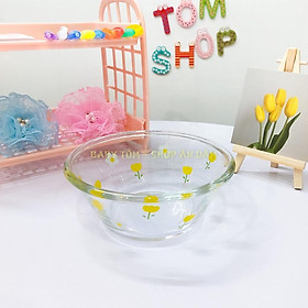 Bát, tô thủy tinh cao cấp họa tiết hoa đáng yêu,Baby Tôm. Tô ăn dặm, tô salad, tô ăn ngũ cốc đáng yêu