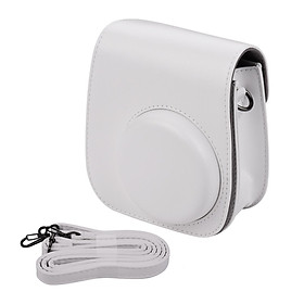Túi đựng máy ảnh cầm tay  bằng da PU với dây đeo vai Tương thích với Fujifilm Fuji Instax Mini 11-Màu trắng
