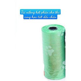 Túi Nilon hốt phân cho chó mèo in hình bàn chân đáng yêu cho chó, cho mèo, cho thú cưng