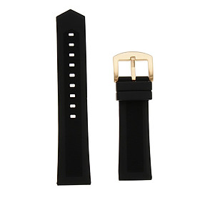 Waterproof Black Silicone Rubber Sport Replace Watch Band Strap 19mm-24mm with Brushed Stainless Steel Buckle
