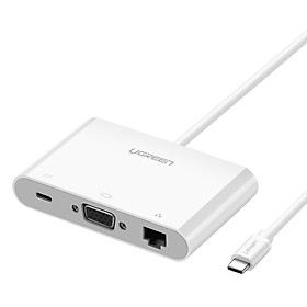 Cáp USB-C To VGA + 2 Cổng USB + LAN Ugreen (30439) - Hàng chính hãng