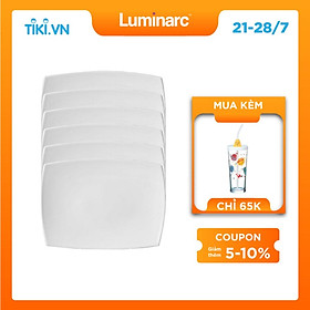 Mua Bộ 6 Đĩa Thuỷ Tinh Luminarc Quadrato Trắng Chữ Nhật 35*25cm - LUQUD6413