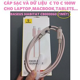 [C to C] Dây sạc nhanh 2 đầu type C 100W cho laptop macbook vật liệu thiên nhiên siêu bền Baseus Habitat CB000060_ Hàng chính hãng - Hồng_ 1 mét