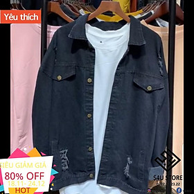 Được Kiểm Hàng Trước Áo jeans rách đen Nam Nữ HÀNG SIÊU CẤP