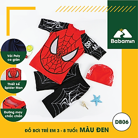 Đồ Bơi Trẻ Em Bé Trai 3 - 8 Tuổi - Babamin - Kèm Mũ - Họa Tiết Spider Man Ngộ Nghĩnh - DB06