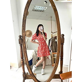 Váy hoa nhí cổ vuông tay lỡ,Đầm vintage thời trang Hàn Quốc công sở dạ hội dự tiệc event ulzzang