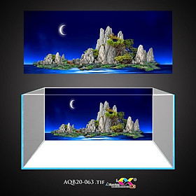 Mua Tranh 3D Koifish  Tranh Dán Bể Cá  Hòn đá dưới vầng trăng khuyết   in tranh theo kích thước yêu cầu