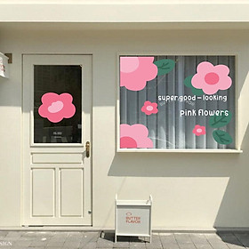 Mua Hình dán hoa aesthetic trang trí gương cửa hàng cute 4