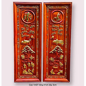 Mua Cặp tranh câu đối khắc chữ cha mẹ bằng gỗ hương đỏ và được sơn son dát vàng cao cấp kt 37×107×3cm