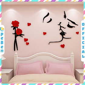 Mua Tranh dán tường mica 3d decor khổ lớn cặp đôi trang trí phòng ngủ  nhà trọ