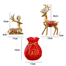 Reindeer Figurines Resin Table Cabinet Bag Statue Vase for Gift Office Party