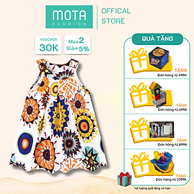 [A123 - Mota Fashion] Váy lụa - phối hoạ tiết thổ cẩm đủ size cho bé gái từ 15-32kg Mota Fashion