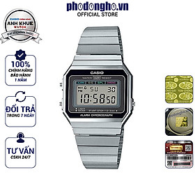 Đồng hồ unisex dây kim loại Casio Standard chính hãng A700W-1ADF