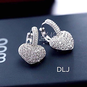 BÔNG TAI MẶT TIM ĐÁ SANG CHẢNH - BÔNG TAI BẠC S925 KHOEN BẤM