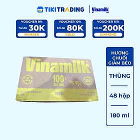 Thùng 48 hộp sữa tươi tiệt trùng vị chuối Vinamilk giảm béo 180ml