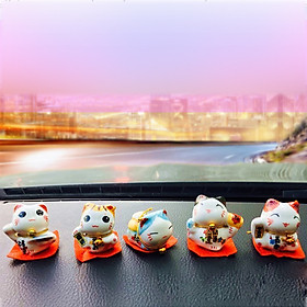 Bộ ngũ mèo thần tài-Đa phú đa tài 4cm