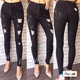 QUẦN JEAN NỮ ĐEN RÁCH THỜI TRANG MỚI NHẤT 2019 QJ08
