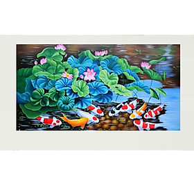 Tranh thêu chữ thập Cửu Ngư Quần Hội DLH-223108