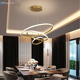 Mua đèn thả trần 3 vòng LED 30-50-70 trang chí phòng khách bàn ăn tích hợp LED 3 chế độ màu