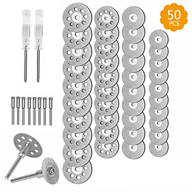 50Pcs Diamond Cutting Wheel Kit for Rotary Tools Die Grinder Metal Cut Off Disc