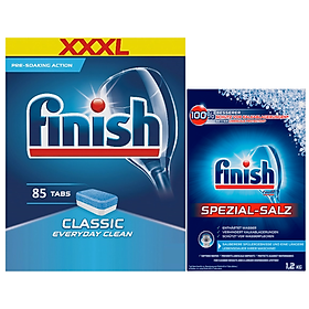 combo viên rửa bát finish 85 viên+muối rửa bát finish 1,2kg dùng cho máy rửa chén bát