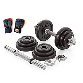 Bộ Tạ Tập Tay 20kg Kèm Hai Đòn Tạ 35cm + Kèm Găng Tay Tập Tạ