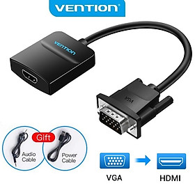 Hình ảnh Cáp chuyển VGA to HDMI Vention dài 15cm màu đen - Hàng chính hãng