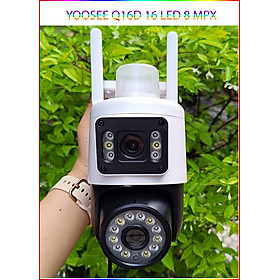 Camera Yoosee Wifi 2 Mắt Ngoài Trời 16 Led Q16D Xem 2 Màn Hình Cùng Lúc 8.0Mpx Chống Nước Ip66 Hồng Ngoại Ban Đêm Có Màu 19X14Cm Hàng Chính Hãng